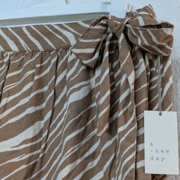 A NEW DAY Brown Zebra Animal Patterned Print Faux Wrap Bow Midi Skirt - XXL - Picture 2 of 6